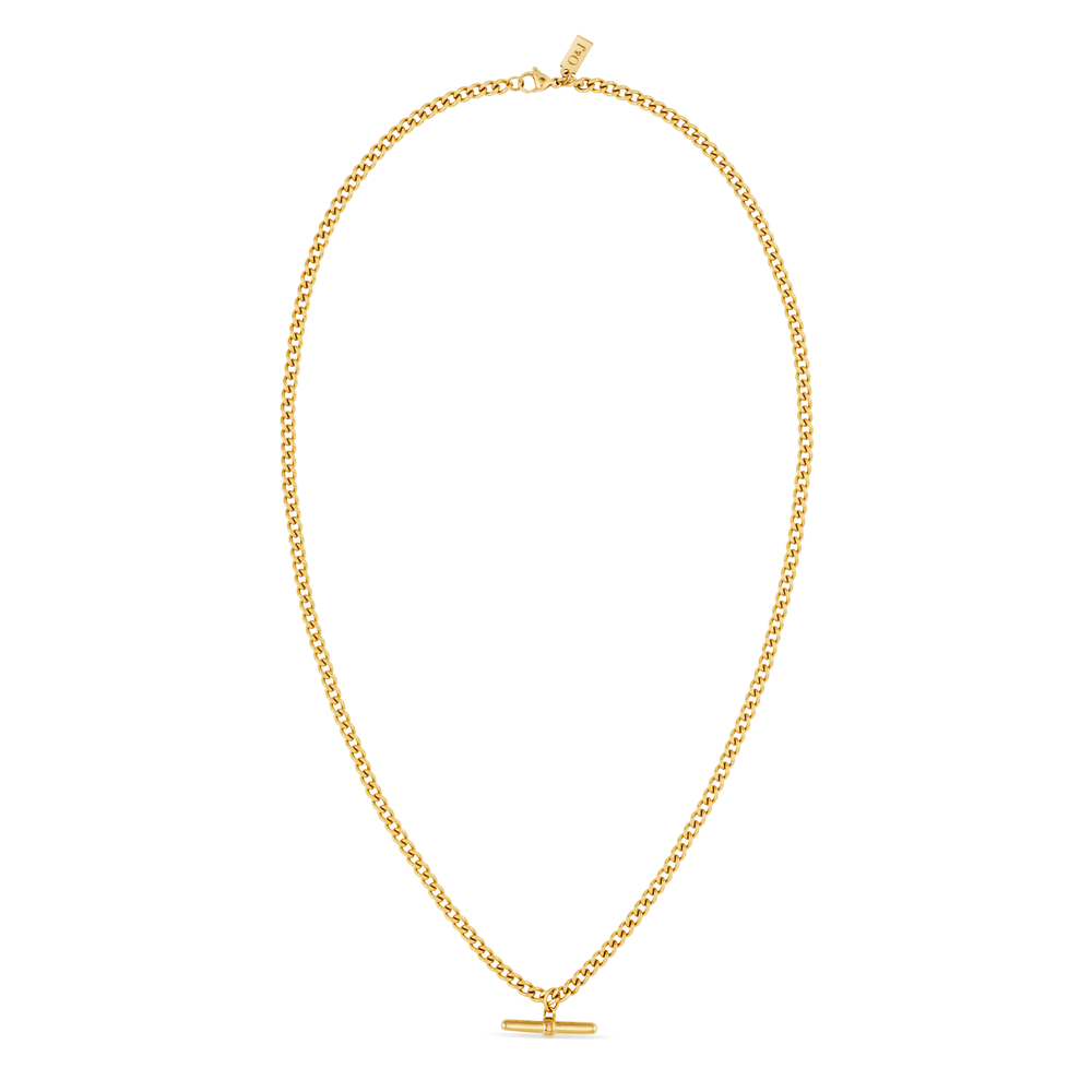 Orelia Curb Chain T-Bar Drop Necklace - Gold