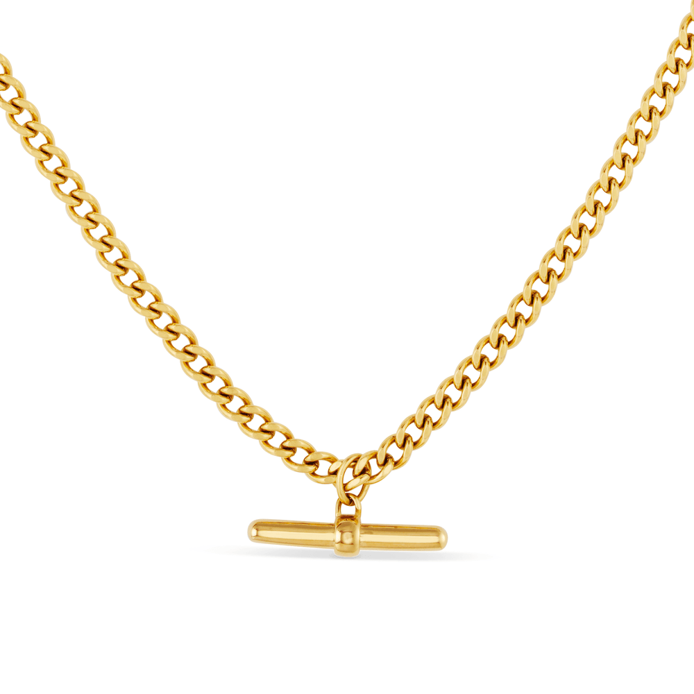 orelia Curb Chain T-Bar Drop Necklace - Gold
