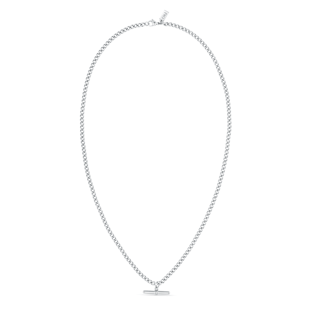 Orelia Curb Chain T-Bar Drop Necklace - Silver