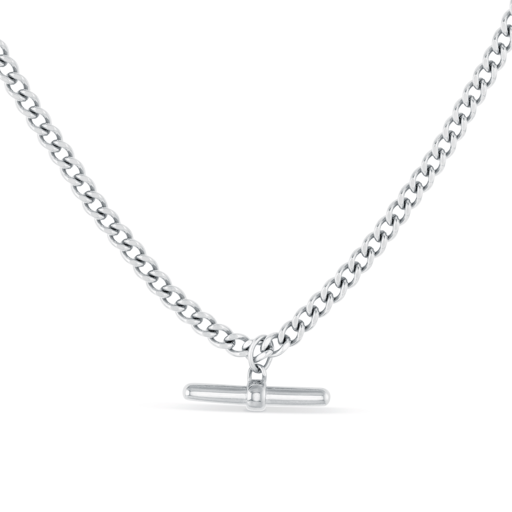orelia Curb Chain T-Bar Drop Necklace - Silver