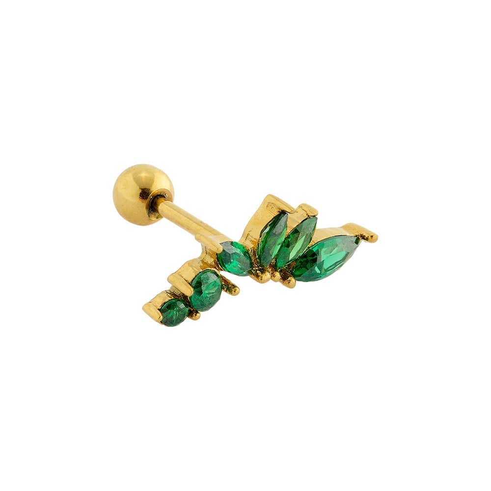 orelia Curved Emerald Cluster Barbell