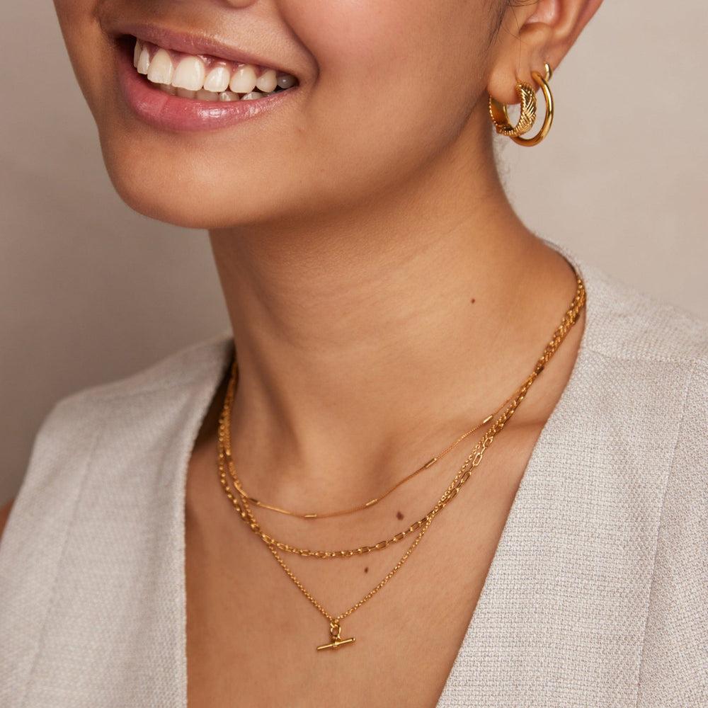 Orelia Dainty T-Bar 3-Row Necklace