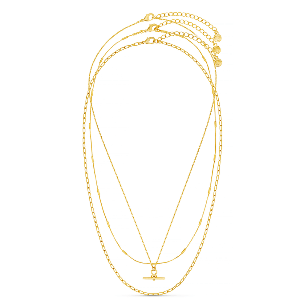 Orelia Dainty T-Bar 3-Row Necklace