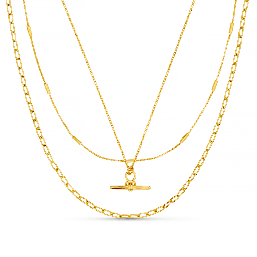 orelia Dainty T-Bar 3-Row Necklace