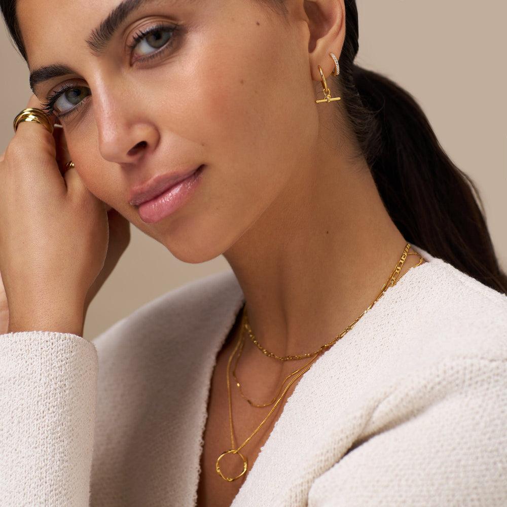 Orelia Dainty T-Bar Knot Hoop Earrings - Gold