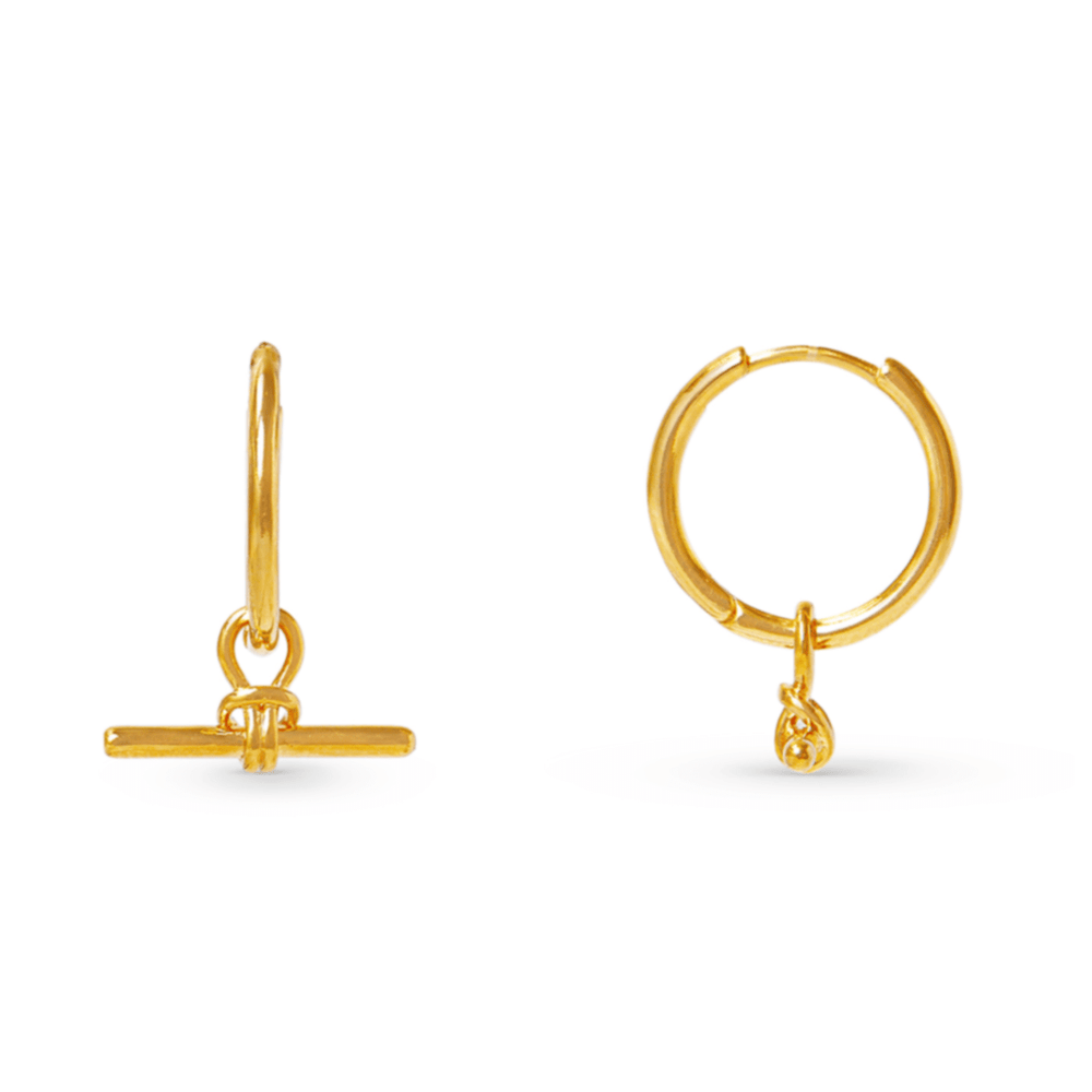 orelia Dainty T-Bar Knot Hoop Earrings - Gold