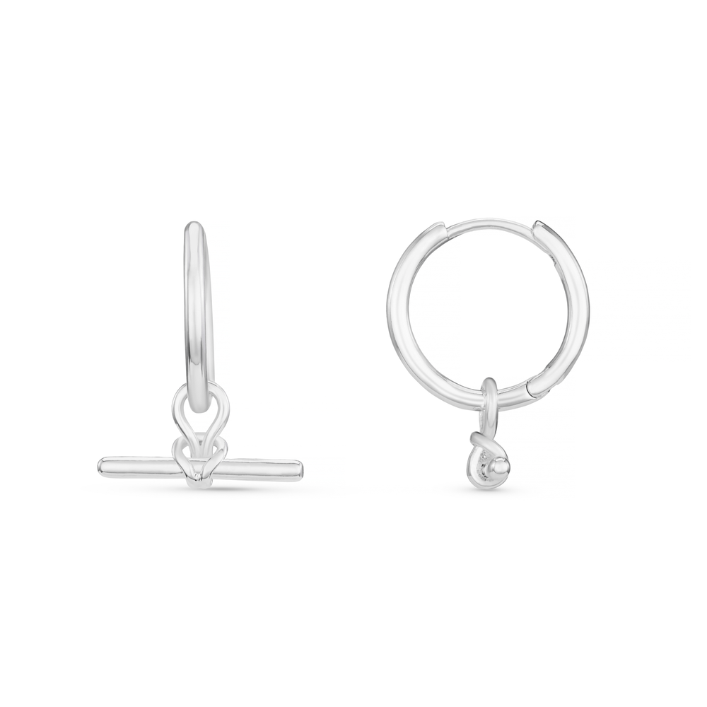 orelia Dainty T-Bar Knot Hoop Earrings - Silver