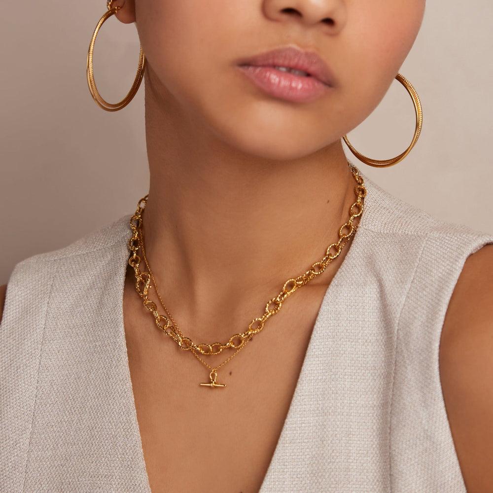 Orelia Dainty T-Bar Knot Necklace - Gold