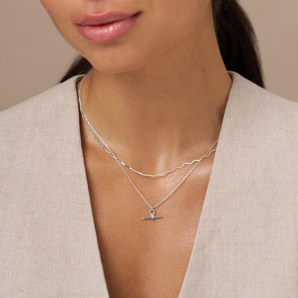 Orelia Dainty T-Bar Knot Necklace - Silver