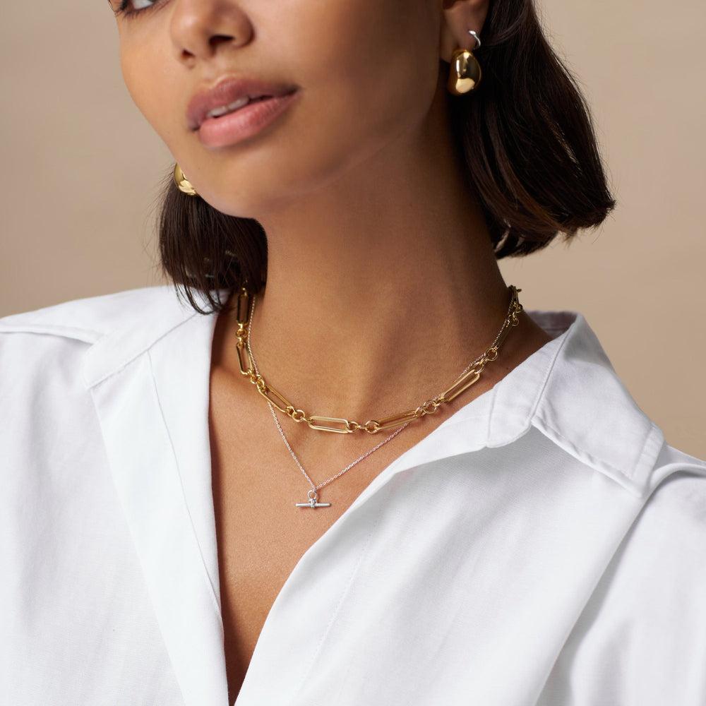 Orelia Dainty T-Bar Knot Necklace - Silver