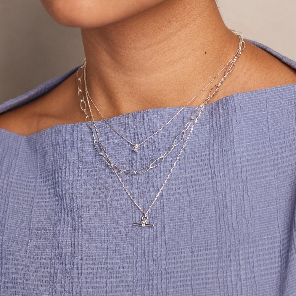 Orelia Dainty T-Bar Knot Necklace - Silver