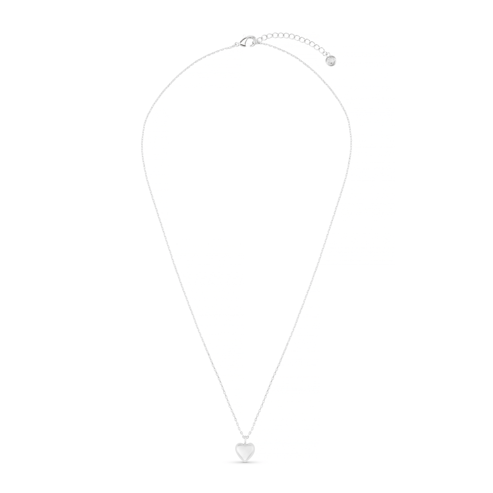 Orelia Domed Heart Charm Short Necklace - Silver