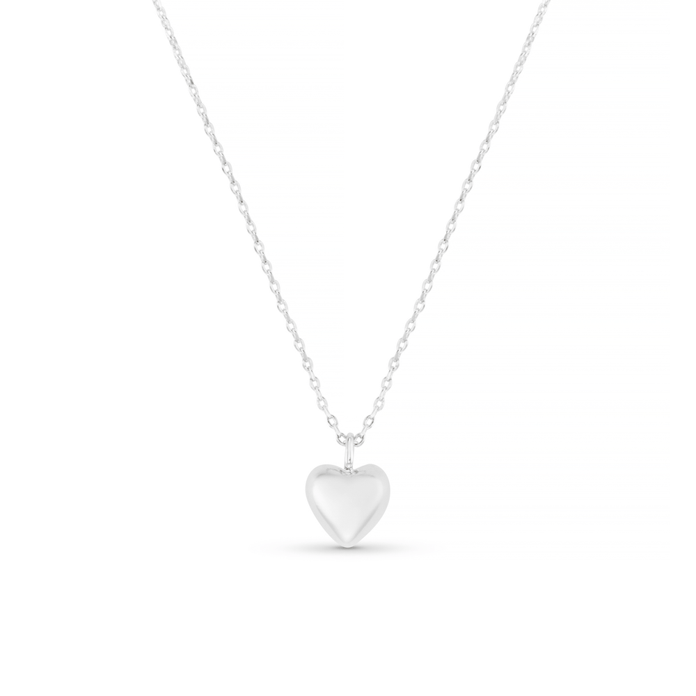 orelia Domed Heart Charm Short Necklace - Silver