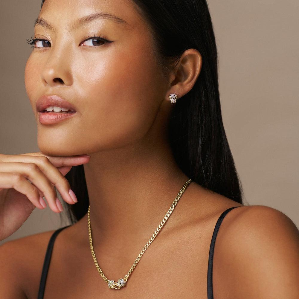 Orelia Double Pave Panther Necklace