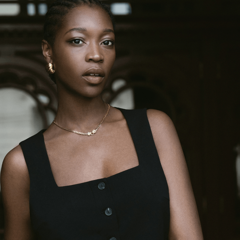 Orelia Double Pave Panther Necklace