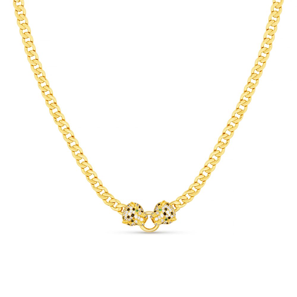 orelia Double Pave Panther Necklace