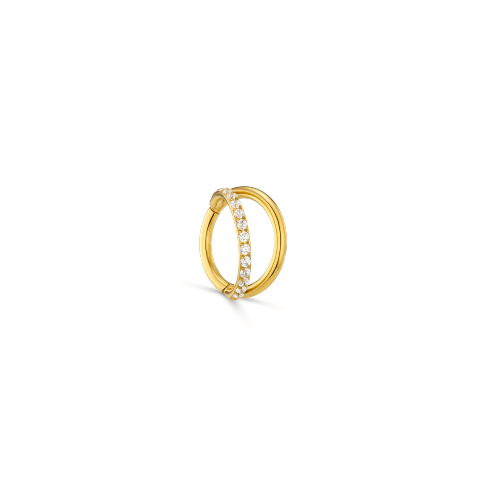 orelia Double Row Pave Clicker Hoop Earring