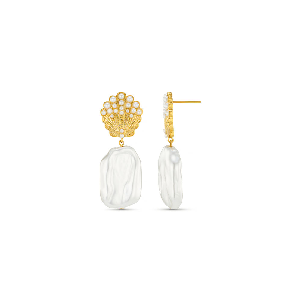 orelia Embellished Shell & Pearl Drop Earrings