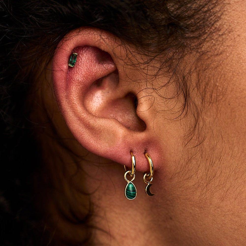 Orelia Emerald Baguette Labret Stud