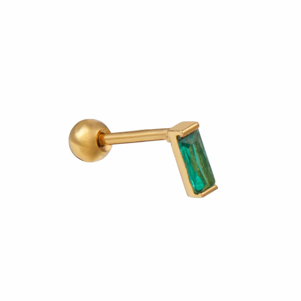 orelia Emerald Baguette Labret Stud