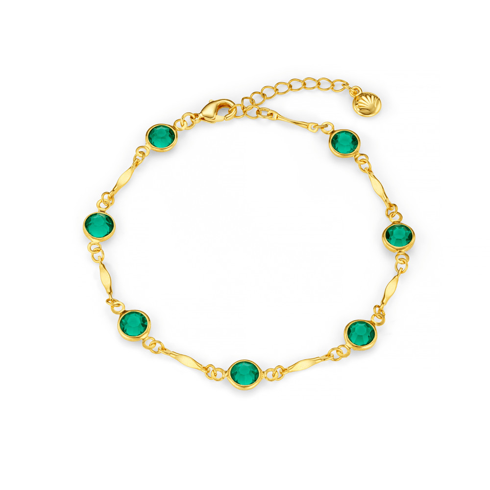 orelia Emerald & Bar Link Chain Bracelet