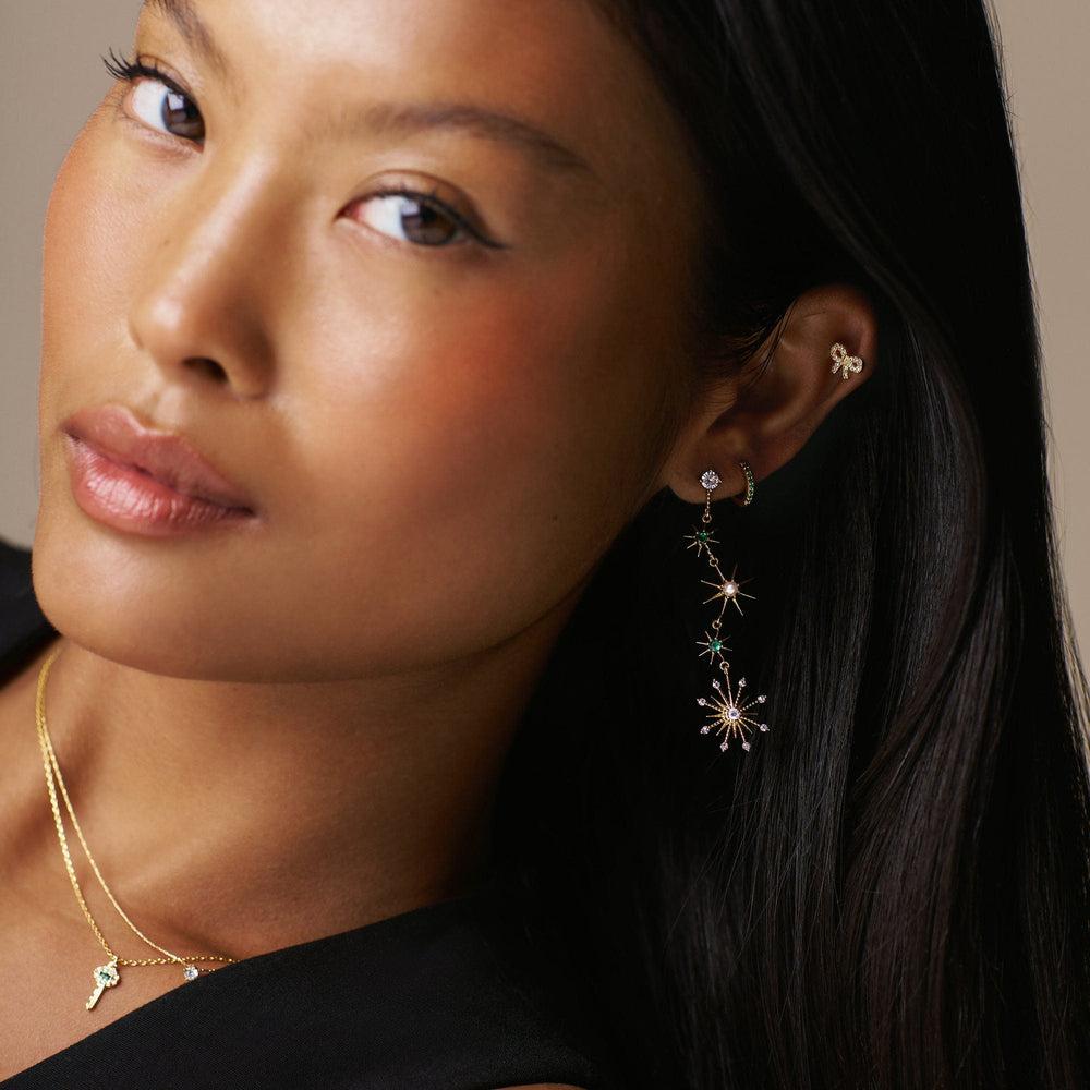 Orelia Emerald Mini Micro Pave Hoop Earrings