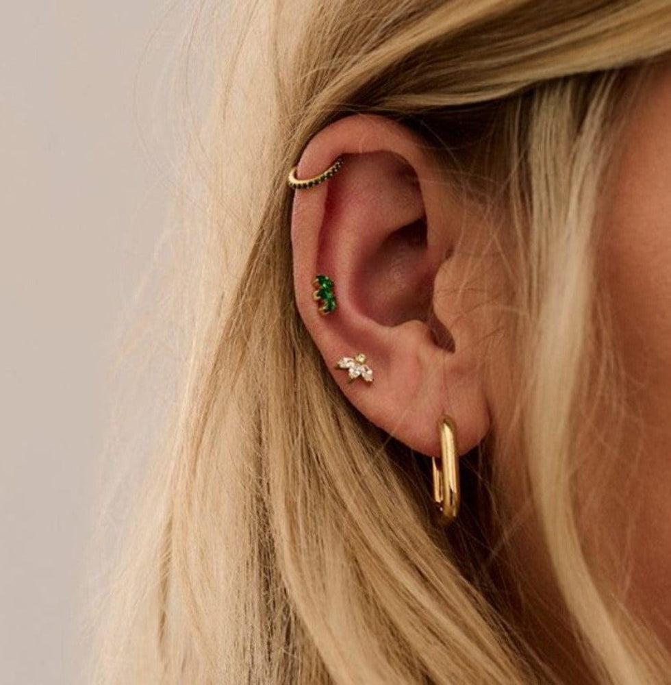 Orelia Emerald Pavé Clicker Hoop 8mm