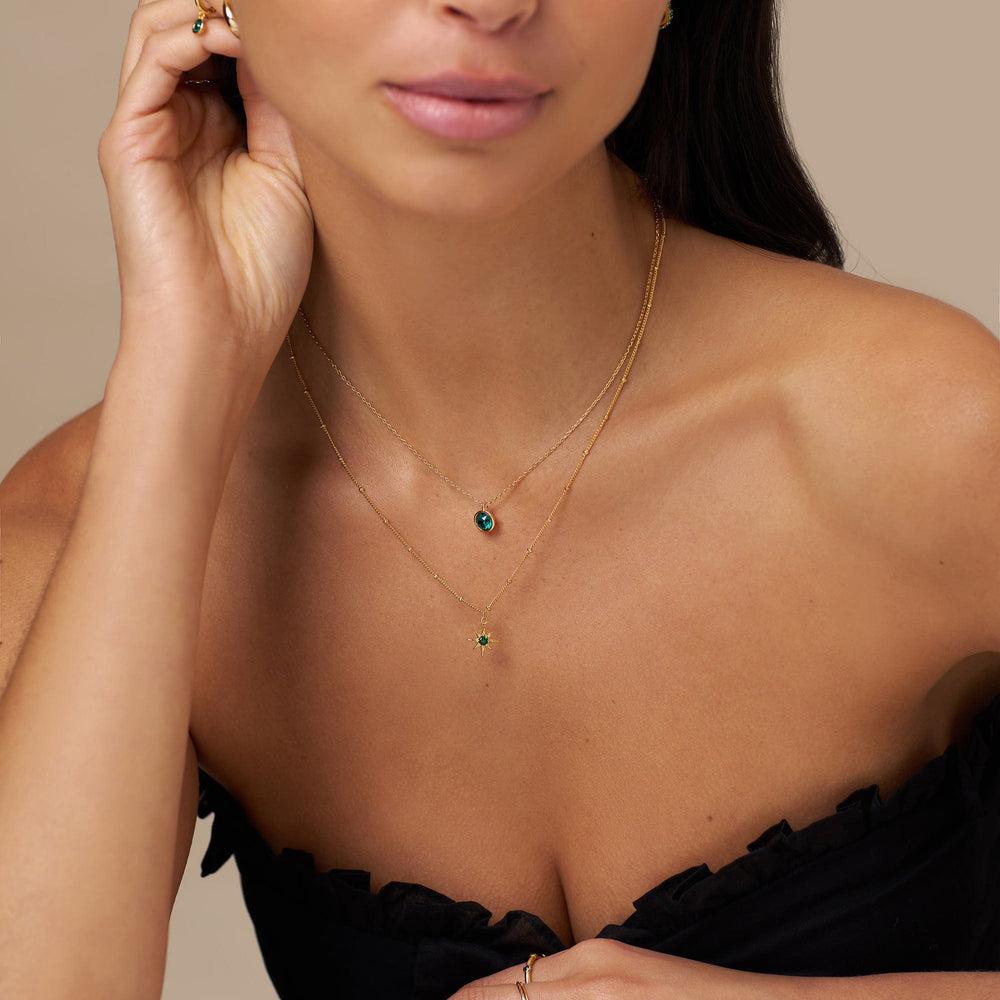 Orelia Emerald Star Charm Necklace