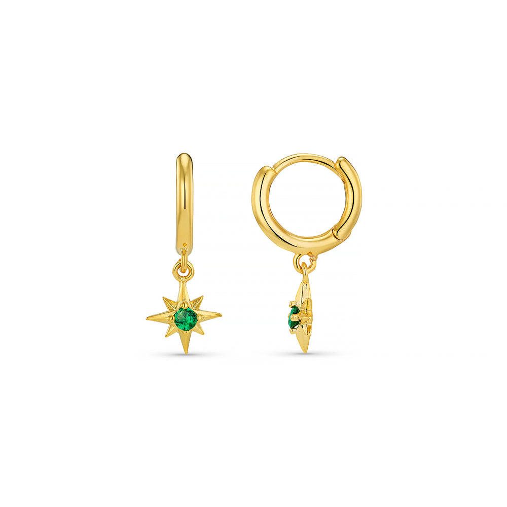 orelia Emerald Starburst Micro Hoop Earrings