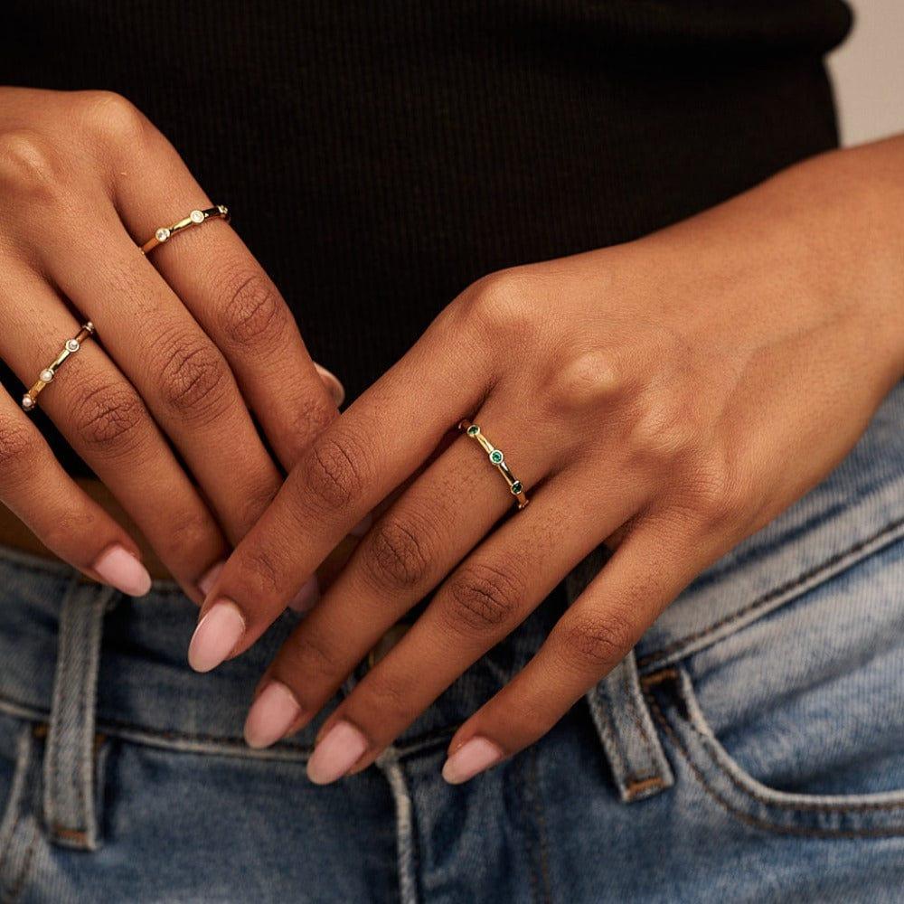Orelia Emerald Stationed Crystal Ring