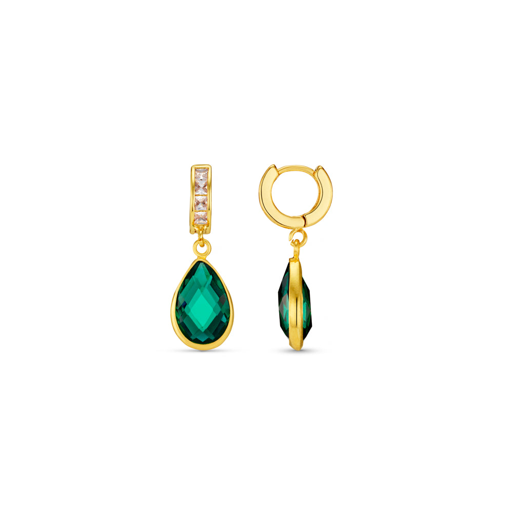orelia Emerald Teardrop Mini Micro Hoop Earrings