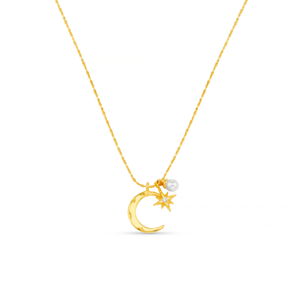 orelia Fine Moon & Micro Charm Cluster Necklace