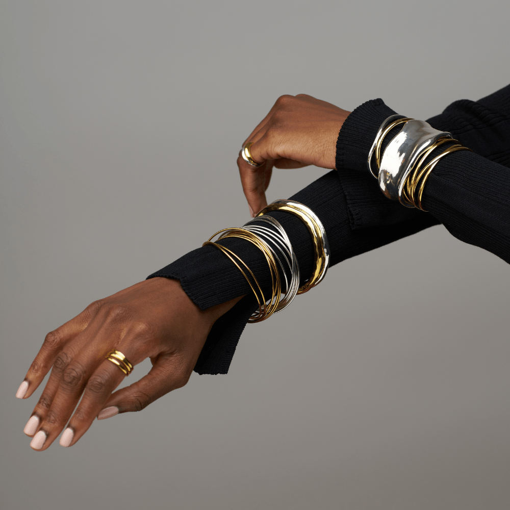 Orelia Fine Multi Interlocking Bangles - Silver