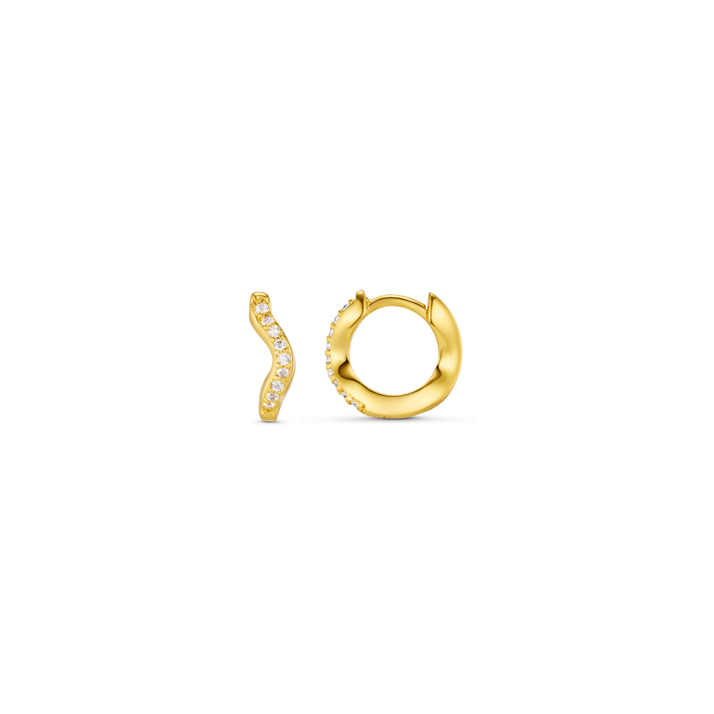 orelia Fine Pave Wave Micro Hoop Earrings