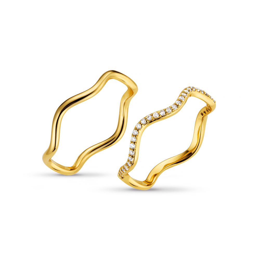orelia Fine Pave Wave Stacking Ring Set