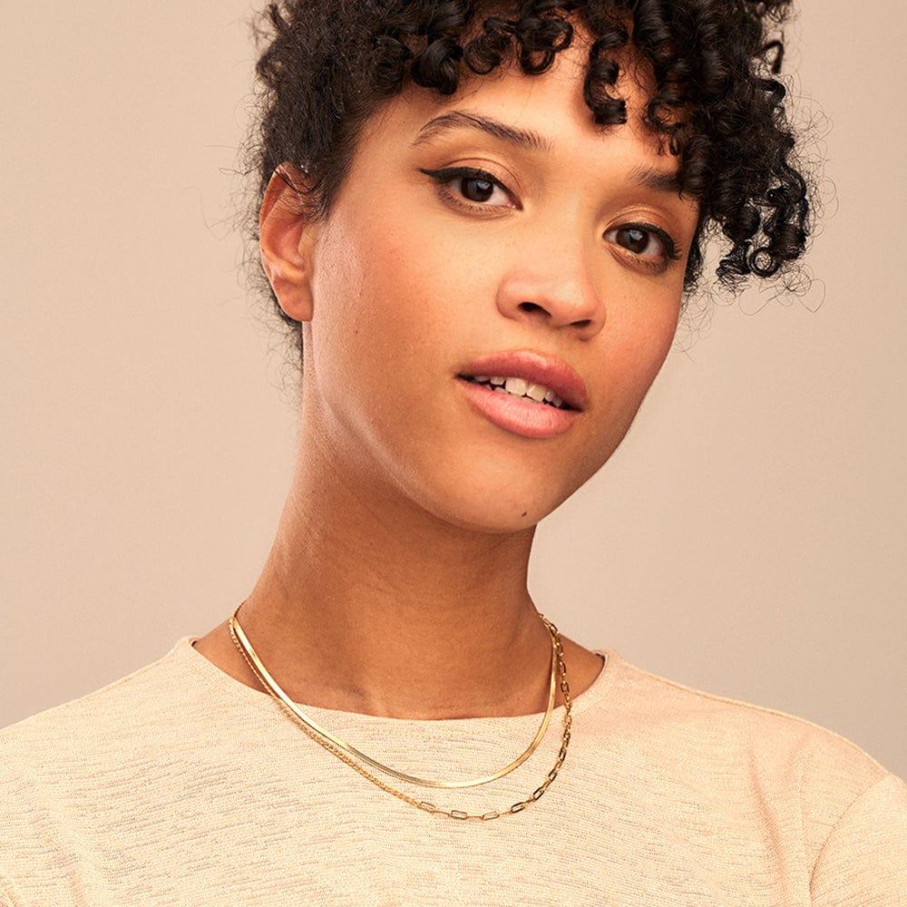 Orelia Flat Snake Chain Necklace - Gold