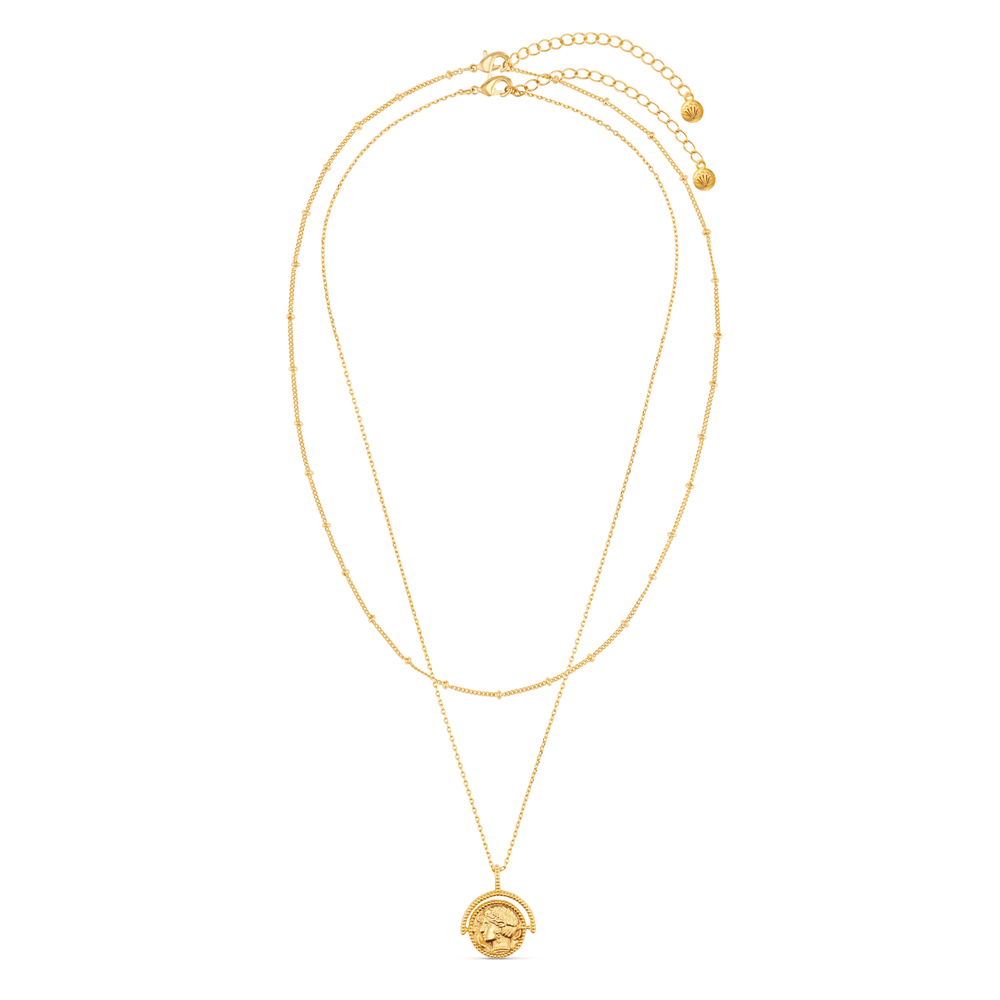 Orelia Goddess Coin Spinner 2-Row Necklace