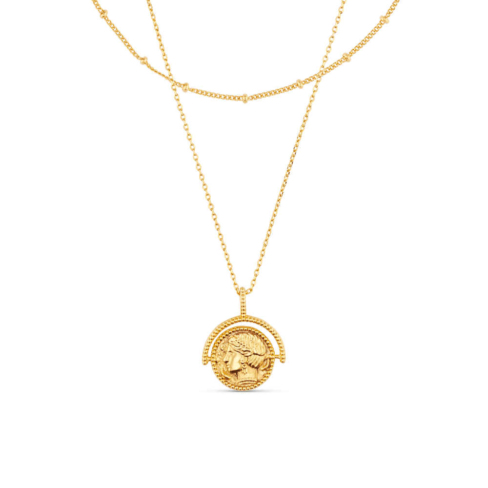 orelia Goddess Coin Spinner 2-Row Necklace
