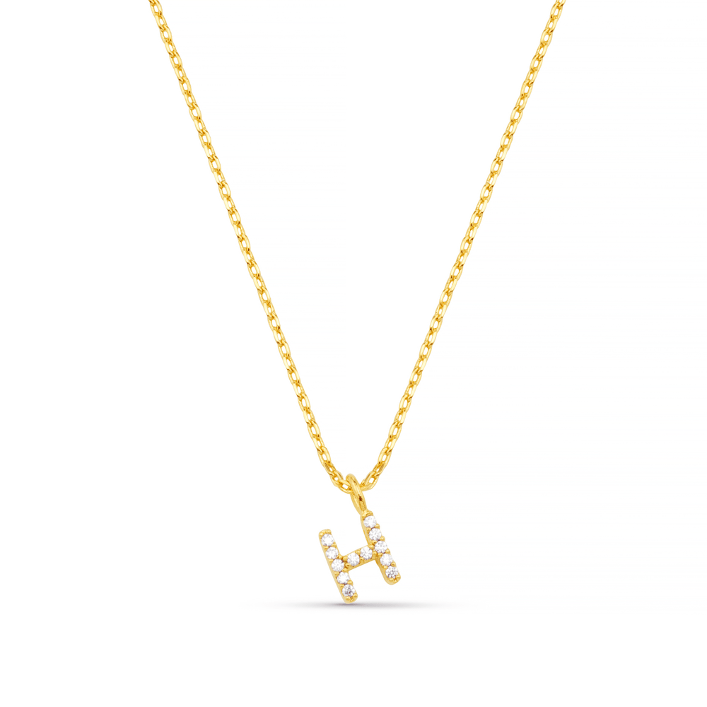 orelia H Pave Initial Charm Necklace