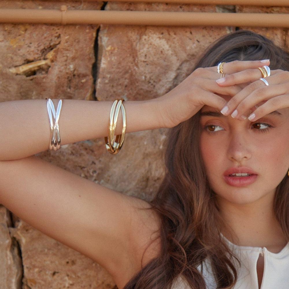 Orelia Interlocking Bangles - Gold