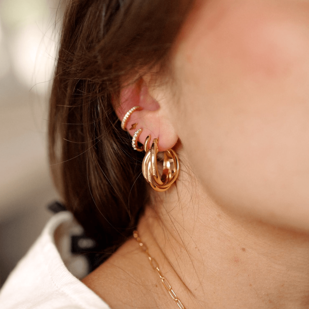 Orelia Interlocking Hoop Earrings - Gold