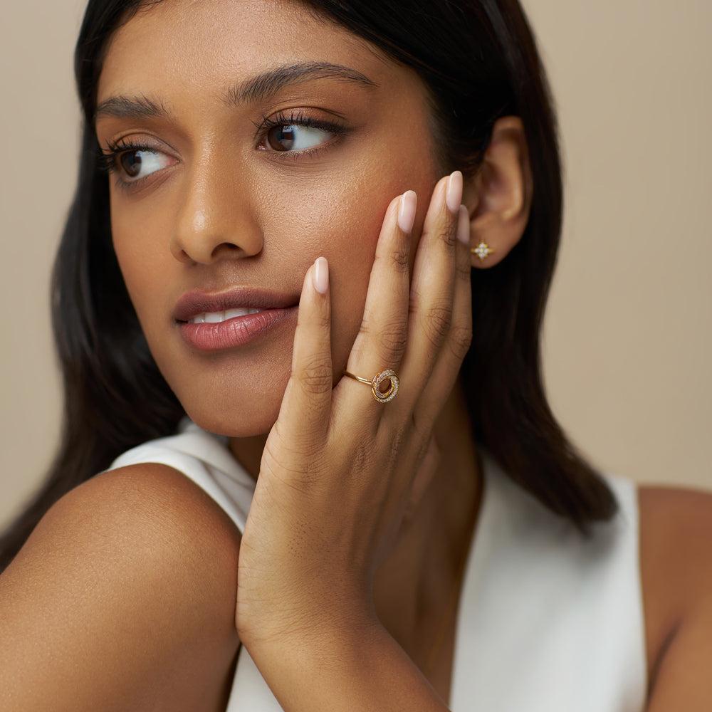 Orelia Interlocking Pavé Open Circle Ring