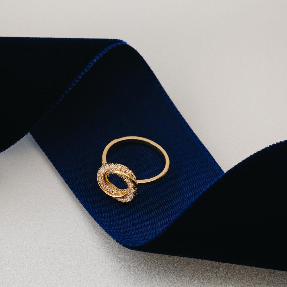 Orelia Interlocking Pavé Open Circle Ring