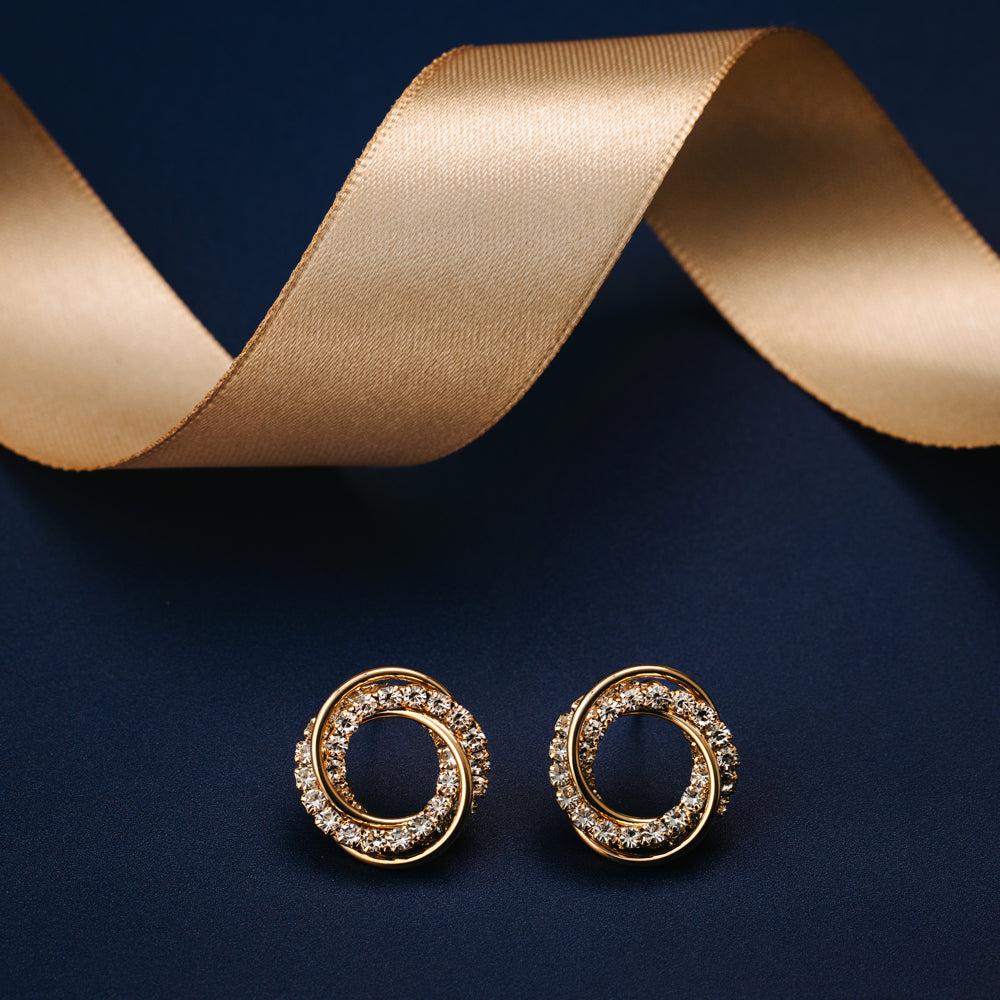 Orelia Interlocking Pavé Open Circle Stud Earrings