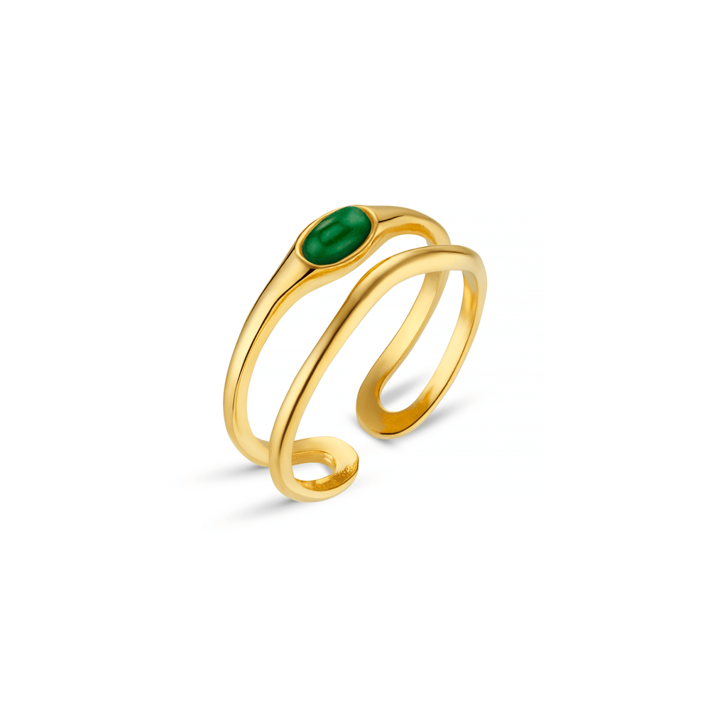orelia Jade Stone & Wave Adjustable Ring