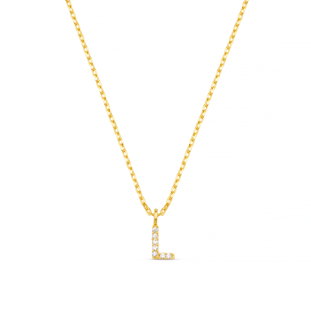 orelia L Pave Initial Charm Necklace