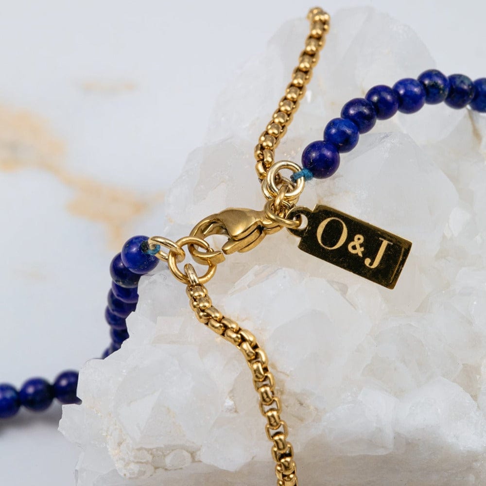 Orelia Lapis & Chain 2-Row Necklace