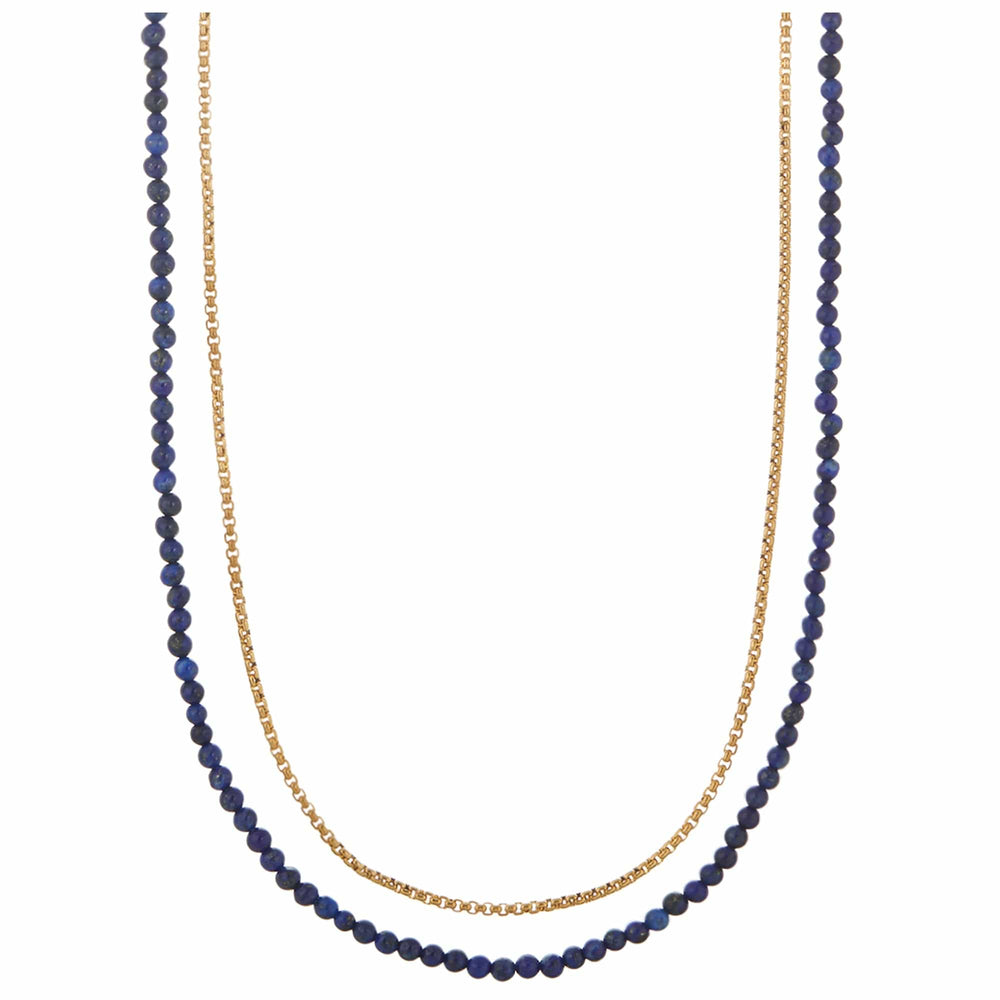 orelia Lapis & Chain 2-Row Necklace