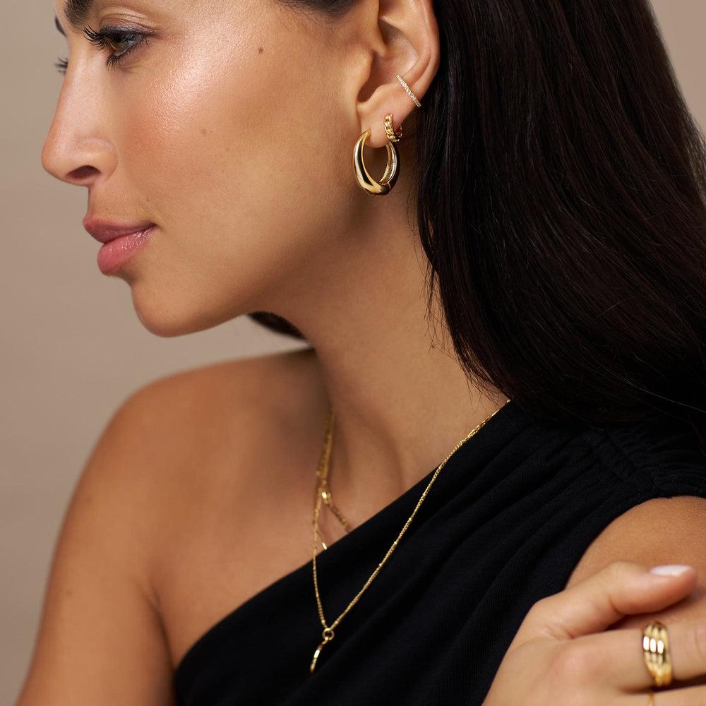 Orelia Large Tapered Hoop Earrings - Gold