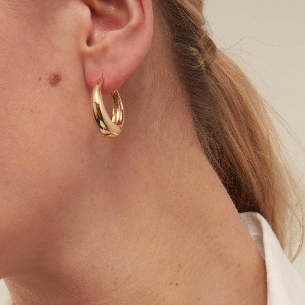 Orelia Large Tapered Hoop Earrings - Gold